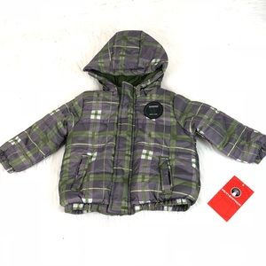 Green Plaid Boys Winter Coat Jacket